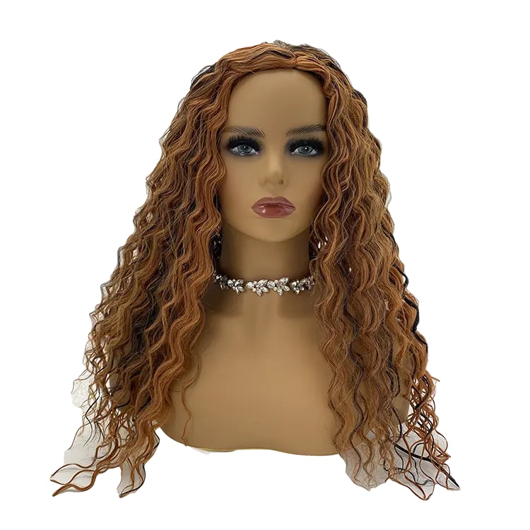 FRONTAL WIG WAVY HONEY BROWN SHEEN HAIR