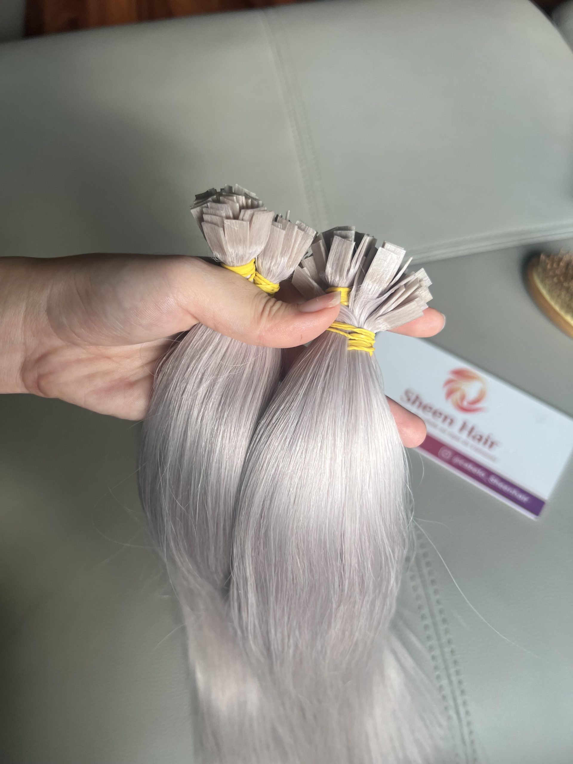keratin flat tip silver blond