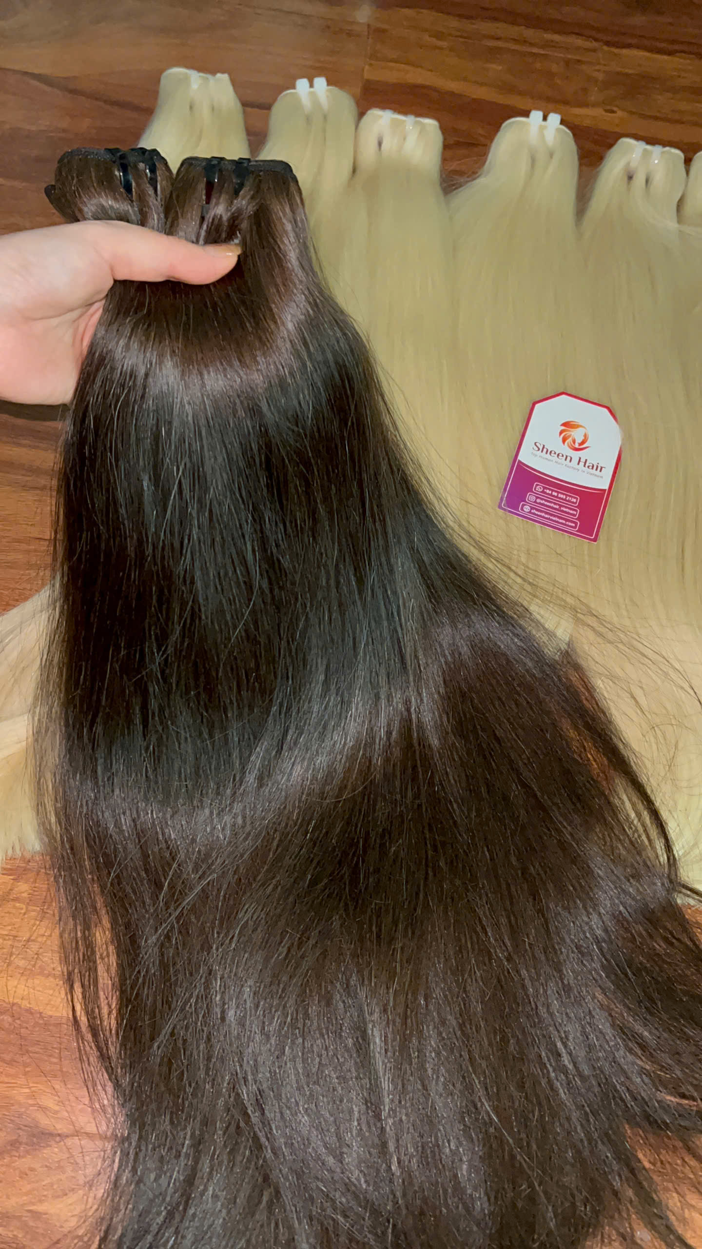 Dark Brown color #2 Machine weft sheen hair vietnam 