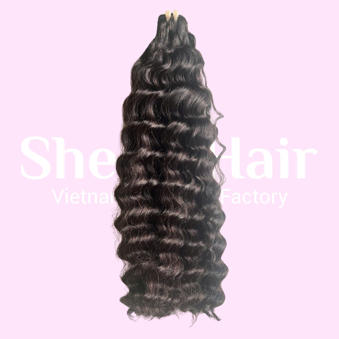 MACHINE WEFT WAVY 22 INCH - BEST-SELLER 7 machine weft wavy sheen hair vietnam black hair vietnamese hair