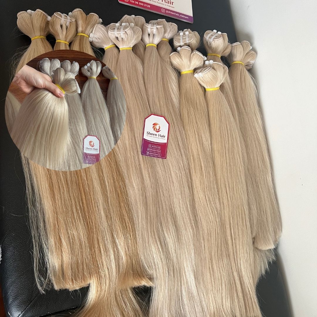 machine weft blond hair Premium package2